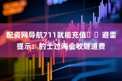 配资网导航711就能充值⚠️避雷提示：的士过海会收隧道费