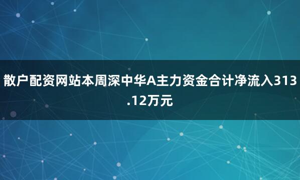 散户配资网站本周深中华A主力资金合计净流入313.12万元